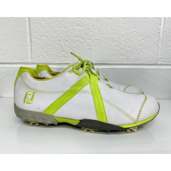 FootJoy Other - FOOT JOY FJ M PROJECT MEN'S SZ 10 M WHITE LEATHER LIME GOLF SHOES SPIKES #55108